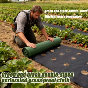 Thickened Green-Black Weed Barrier Fabric, Double-Layer Perforated, Multi-Size, Breathable Anti-Waterlogging