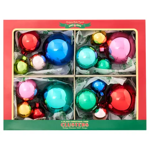 Shiny Christmas Confetti Decor Set - 4-Piece Party Accessory Ornament with 1.25in, 1.75in & 2.5in Clusters, Christmas Decorations