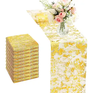 10 Packs  Table Runner Roll - 11x84 Inches Metallic Mesh Sparkling Glitter Party Decor for Weddings, Holidays, Dining Table Shiny Runners for Table (, 10 count)