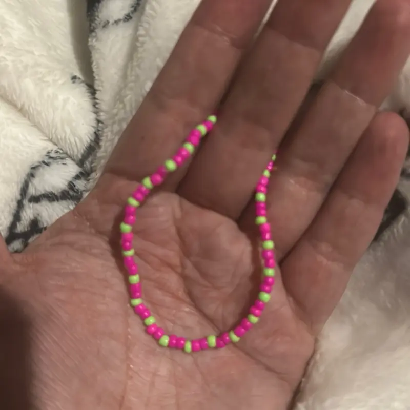 Pink and Green Neon Kandi Friendship Bracelet