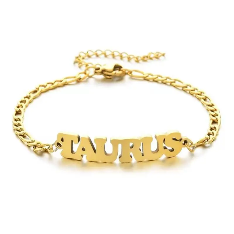 1PC Stainless Steel Women's Jewelry 12 Constellation Letter Charm Bracelet Gift 1PC Stainless Steel Women's Jewelry 12 Constellation Letter Charm Bracelet Gift