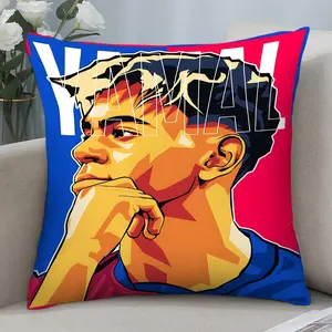 1pc Lamine Yamal Barcelona Football Player Throw Pillow - Official Soccer Action Design with Jersey Number 26, Double-Sided Print, Zipper Closure, Machine-Washable Polyester Cushion Cover for Home, Office, Sports Fan Gift (No Insert Included)