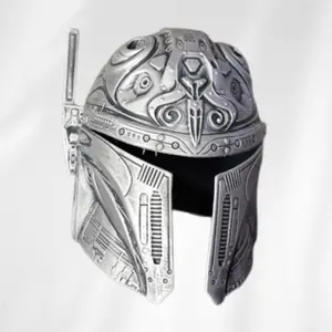 Silver Future Mandalorian Decorative Plastic Helmet