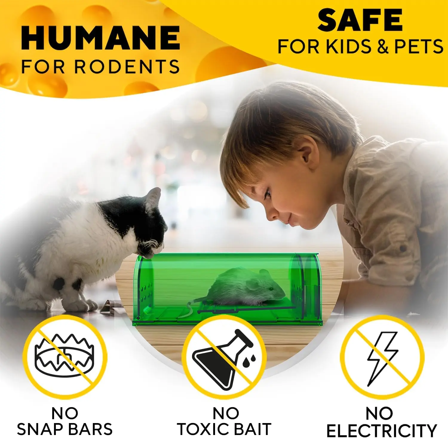 Live Mouse Traps 2 Pack, Humane Catch and Release Mouse Trap, Safe for Kids and Pets, Reusable Indoor and Outdoor Rodent Control