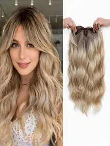 22 Inch Wavy Hair Topper with Bangs | 100% Premium Kanekalon Synthetic Hair | Clip-In Design for Thinning Hair | Natural Volume & Realistic Look | Instant Confidence for Everyday Wear | Wavy Synthetic Hairpiece