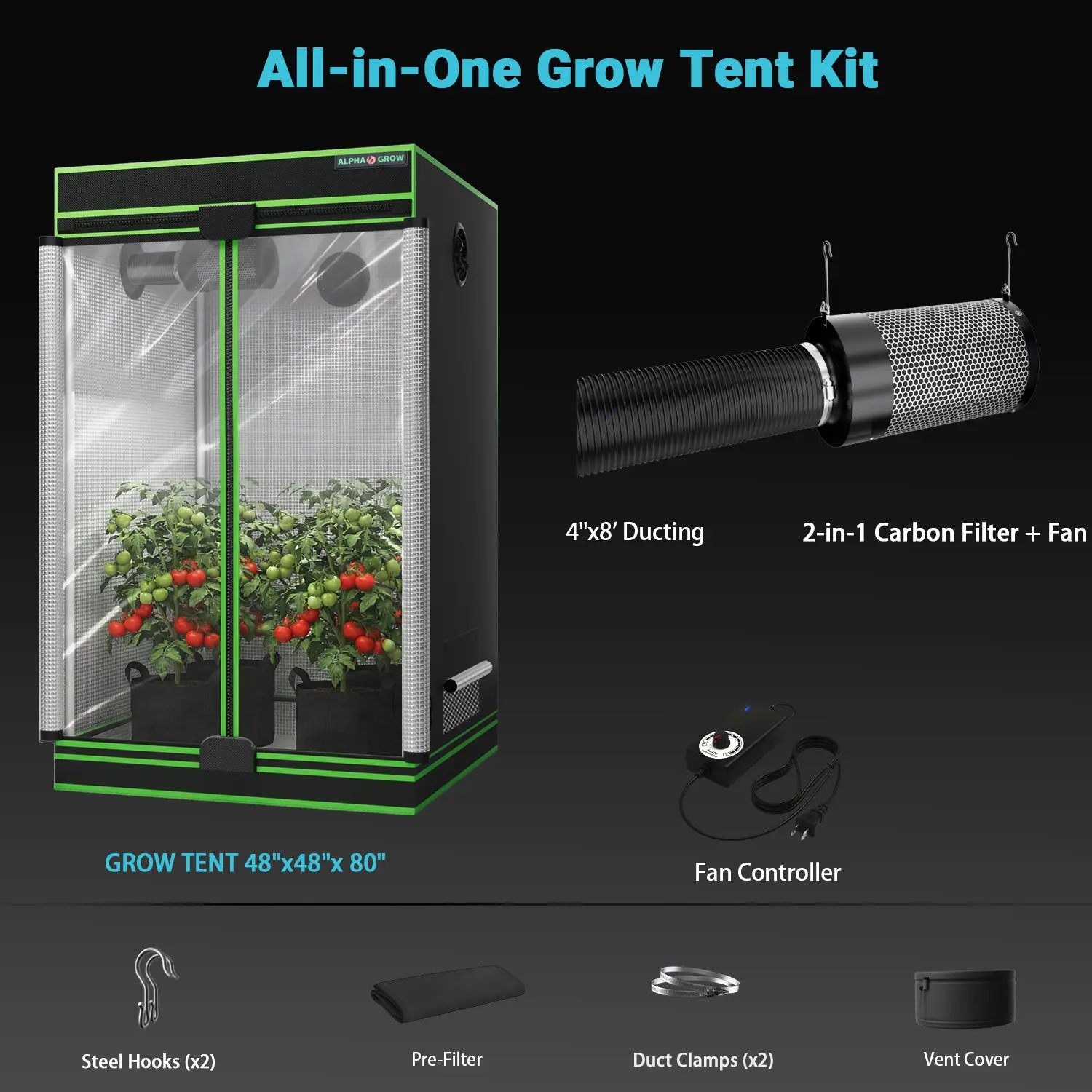 48"x48"x80" Kit | 2-in-1 Fan | Full-View Door