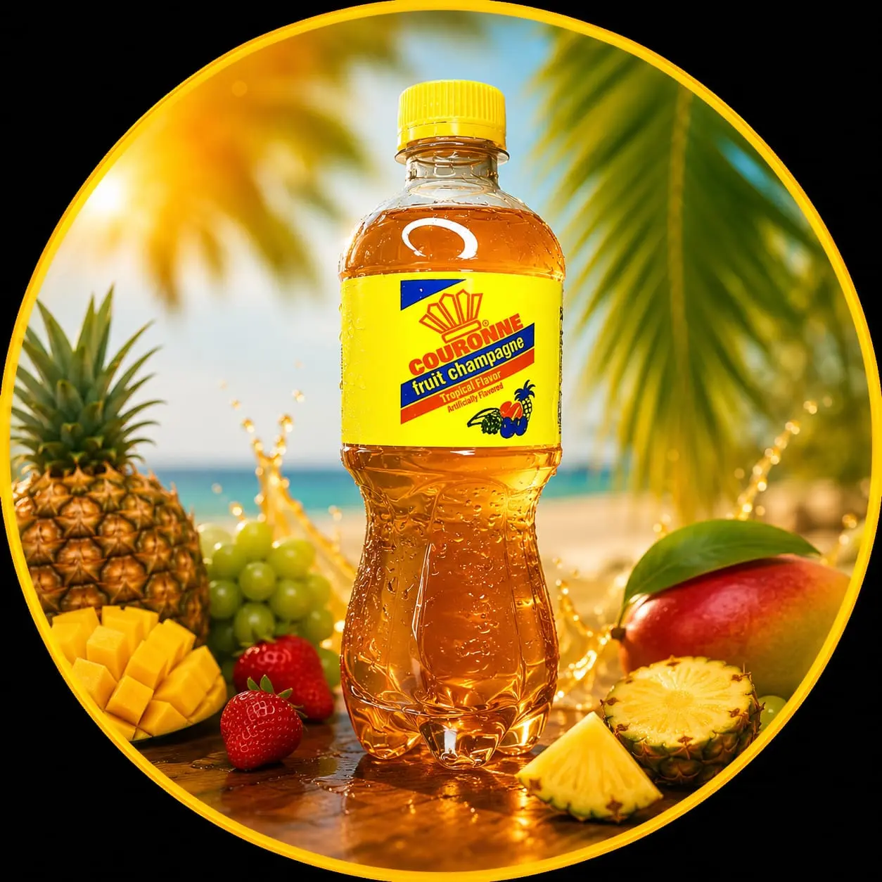 Tropical Flavor Artificially Flavored Couronne Fruit Soda, 24-Pack Fizzy Drink Beverage