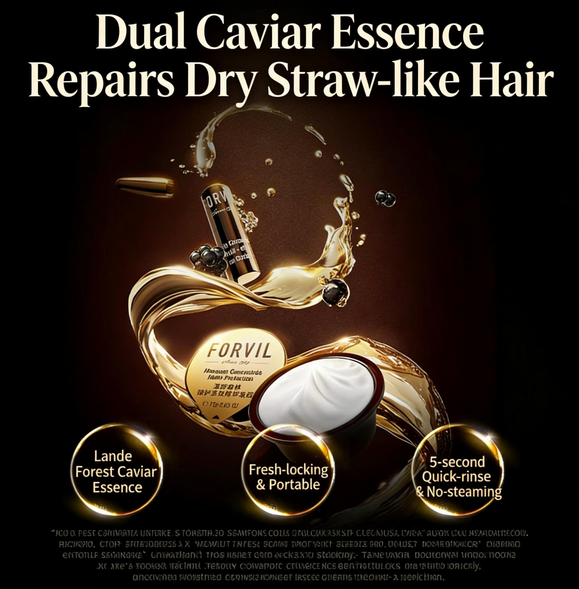 Viral Hack FORVIL High-Concentrate Serum Luxury Hair Mask & Ampoule Combo Fast Repair for Frizy Ends In-Flight Dryness Cure