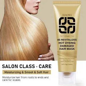 XIAOKS 8-Second Sulfate-Free Collagen & Keratin Deep Conditioner (2.46 oz) - Coconut Oil & Hyaluronic Acid, Moisturizer for Dry Damaged Bleached Permed Hair, Hydrating Repair Youth Frizz Haircare Treatment