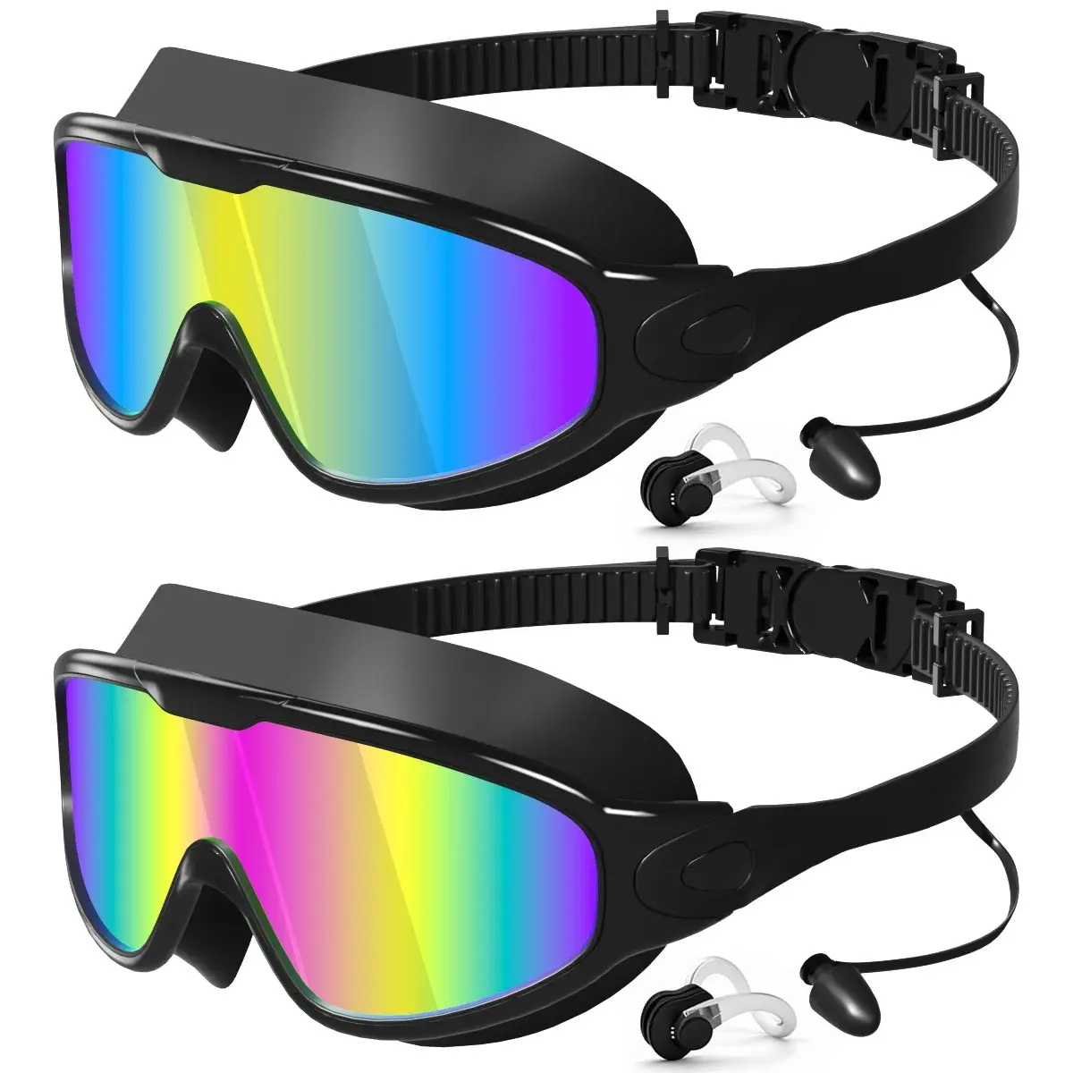 Adult Swim Goggles, 2 Pack Swimming Goggles, 180° Wide View Anti Fog&UV No Leak Swimming Goggle for Men Women Youth