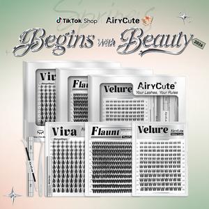 AiryCute Clusters Upgrade 2.0 Lashes with Ultra-Dense, Waterproof, Long-Lasting Lashes | Venus, Fairy, Flora | Natural Daily, Volume Style, Manga Style | Beginner-Friendly DIY Lashes for a Flawless | Trendy & Must-Have Clusters #SummerVibes