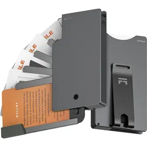 Men's Wallet -  Wallet with Deck-of-Cards Opening, RFID Blocking, Slim Design,  Card &  Clip Wallet, Holds 6-8 Cards, Wallet with  Box (Gunmetal)