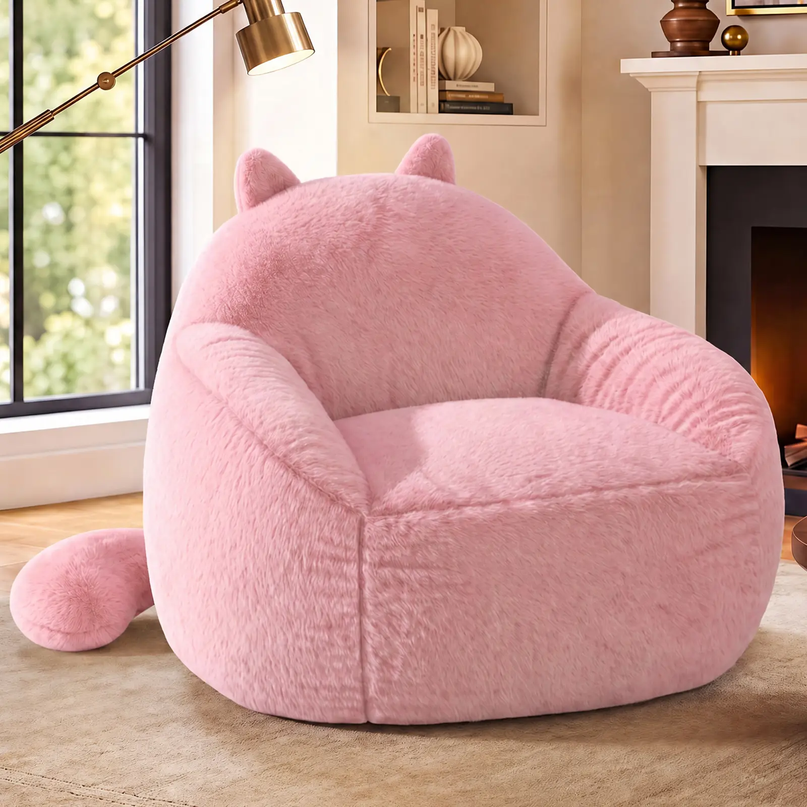 Sikaic Large Bean Bag Chairs for Adults Teen, Cat Design Bean Bag Sofa, Plush Faux Fur Beanbag Lounge with Armrests, Lazy Floor Sofa for Living Room, Bedroom, Reading Nook, Best Gift Ideas, Dorm Essentials [tiktokshopbacktoschool]