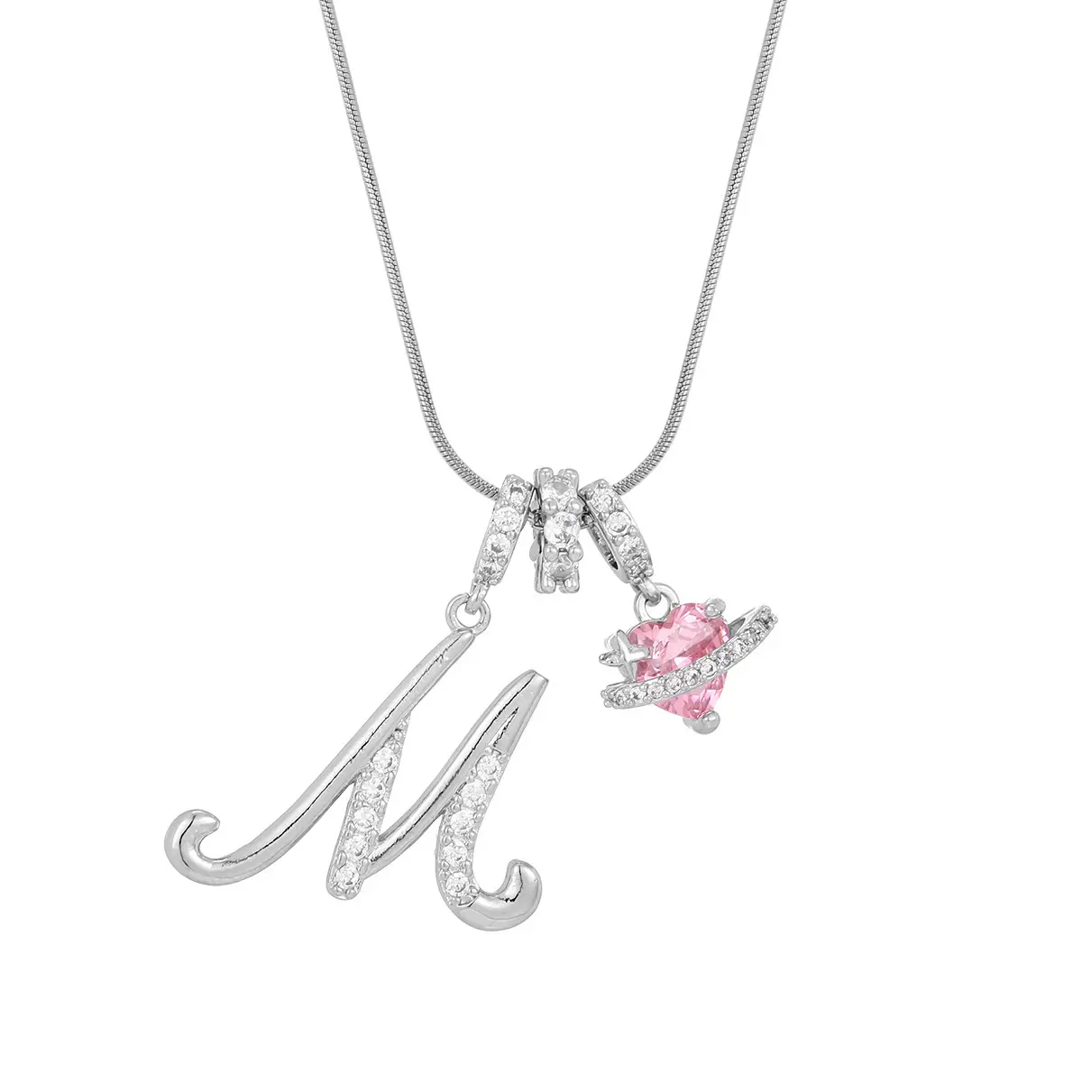 Silver M (Pendant -Snake Bone Chain)