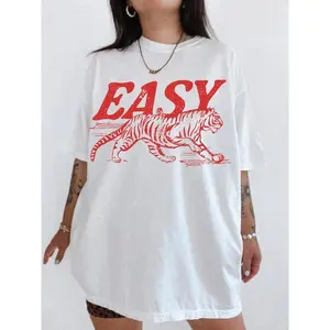 Comfort Colors Easy Tiger Vintage Inspired Shirt, Trendy Tiger T-Shirt, Retro Festival Clothing, Boho Hippie Clothes retro boho t-shirt