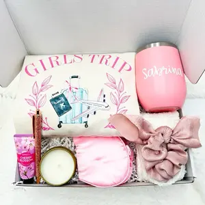 Girls Trip Shirt Girls Trip Gift Box Custom Name Pink Wine Tumbler Bachelorette Gift Box Best Friend Gift