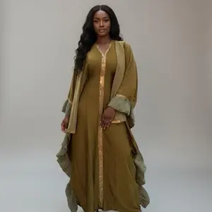 Amira Organza Abaya - Abaya with Matching Scarf and a hidden belt