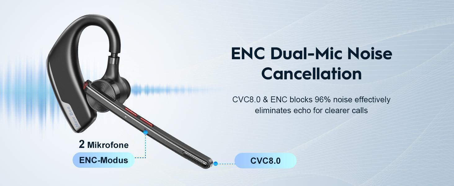 M51New Bee Driver Bluetooth Headphones: 80hrs Playtime, Dual-Mic Noise Cancellation, Chargeable 500mAh Case Instant Audio Protection with Button Control