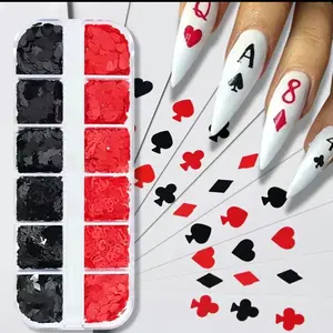 Poker Face Sequence  Nail Art (1-12 grid container)