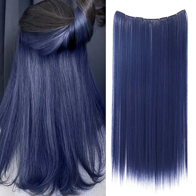 22inchs Colorful Straight Clip-in Hair Extension For women Long Synthetic Hairpiece Heat-resistant Easy to wear-Daily/Festival