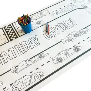 Race Car Coloring Table Runner, Race Cars Birthday Coloring Page, Cars Giant Coloring Poster, Party Decorations, Coloring Table Cloth, Cars