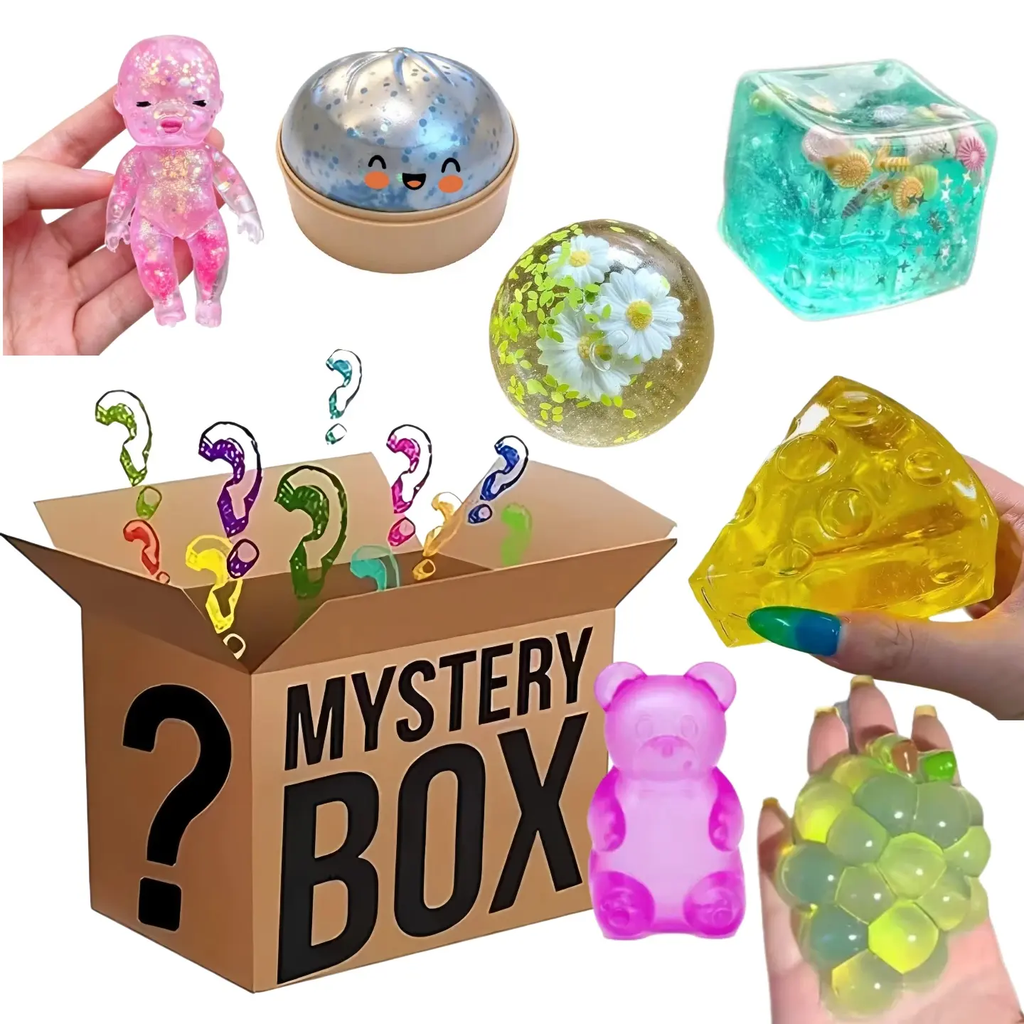 Soft Silicone Squishy Fidget Stress Reliever - 1pc per Blind Box (Not 7pcs), Unisex Ages 10+, Cheese Butter Dumpling Jiaozi Baozi Peanut Duck Natasha Mochi Designs, Relaxation Accessory (Toys & Hobbies, Classic & Novelty Slime & Squishy Toys)