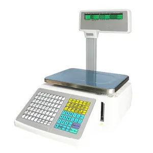 Yokoma Commercial supermarket 30kg weighing electronic scale accurate pricing for household vegetable sales Digital Price Computing Scale Thermal Printer( Four-window pole, 30kg 110V)