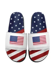 Men's USA Flag Slide Sandals, Comfortable Durable Stars & Stripes Print for Summer, Lightweight American Flag Pool Slides, Beach & Streetwear Fashion