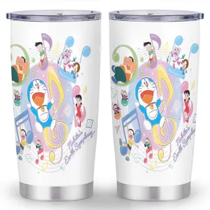 1pc Doraemon 20oz Stainless Steel Tumbler with Lid -  Insulated for Hot & Cold Drinks, Leak-Proof, Perfect for Travel, Sports, and Outdoor Activities
