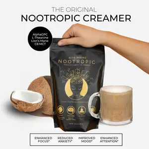 Keto Brainz Nootropic Creamer - Sugar-Free MCT Coffee Creamer with Alpha GPC & L-Theanine for Focus & Mental Clarity - 16oz - Natural, Drink, Healthcare