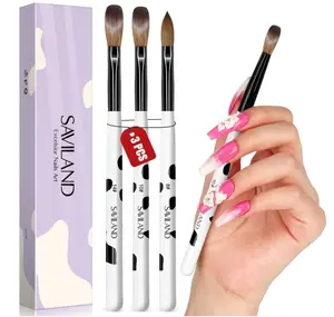 3pcs Acrylic Nail Brush Set, Size 8/10/14 Kolinsky Acrylic Nail Brushes for Acrylics Application, Acrylics Powder Nails Art Extension with Black & White Handle for Beginner & Professional