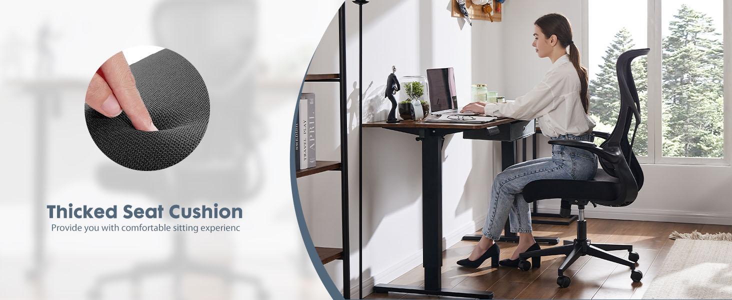 Furnest Indoor Furniture Chairs High Back Office Chair - Ergonomic Computer Gaming Chair, Comfy Mesh with Soft Flip Up Arms, Adjustable Height and 360° Wheels, 120° Tilt