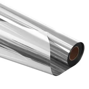 summervibes Self-Adhesive Silver Window Privacy Film (Single Roll, 36 in x 49.3 ft) - 1-Way View Mirror Look Reflective Tint, Sun-Blocking Heat-Control Glass Cover for Home, Office