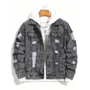 Men'S Ripped Denim Jacket For All Seasons Menswear Coats