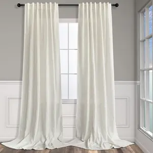 Natural Linen Blend Back Tab Sheer Curtains 90 Inches Long for Living Room 2 Panels Rod Pocket Draperies Light Filtering Semi Sheer Cream Curtains for Bedroom Farmhouse Decor Ivory 52x90 Length