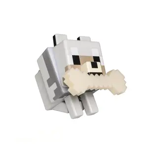 3D Printing Handmade Pixel Wolf LED Night Light with Glowing Bone and RGB Collar Stylish Room Decor Christmas and New Year Gift Idea