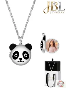 A drawer Style Jewelry box With a Handle - Cute Panda Photo Box Necklace - That Holds Pictures Photo Keep Someone Near to You - A wonderful keepsake gift for a close friend, family member, or yourself (20 inches)