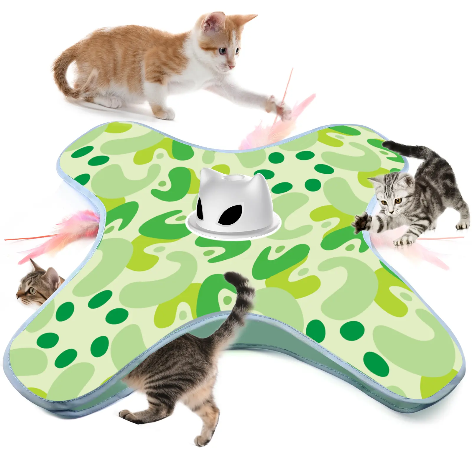 Hide And Seek Toys For Indoor Adult Cats With Suction Cup & Cover, Interactive Automatic Moving Concealed Feather Kitten Wand Bird Toy, Cat Enrichment Toys For All Breeds