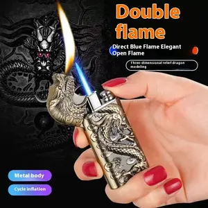 Dual-Flame Dragon Butane Lighter (No Butane Gas Included) Decor Ornaments