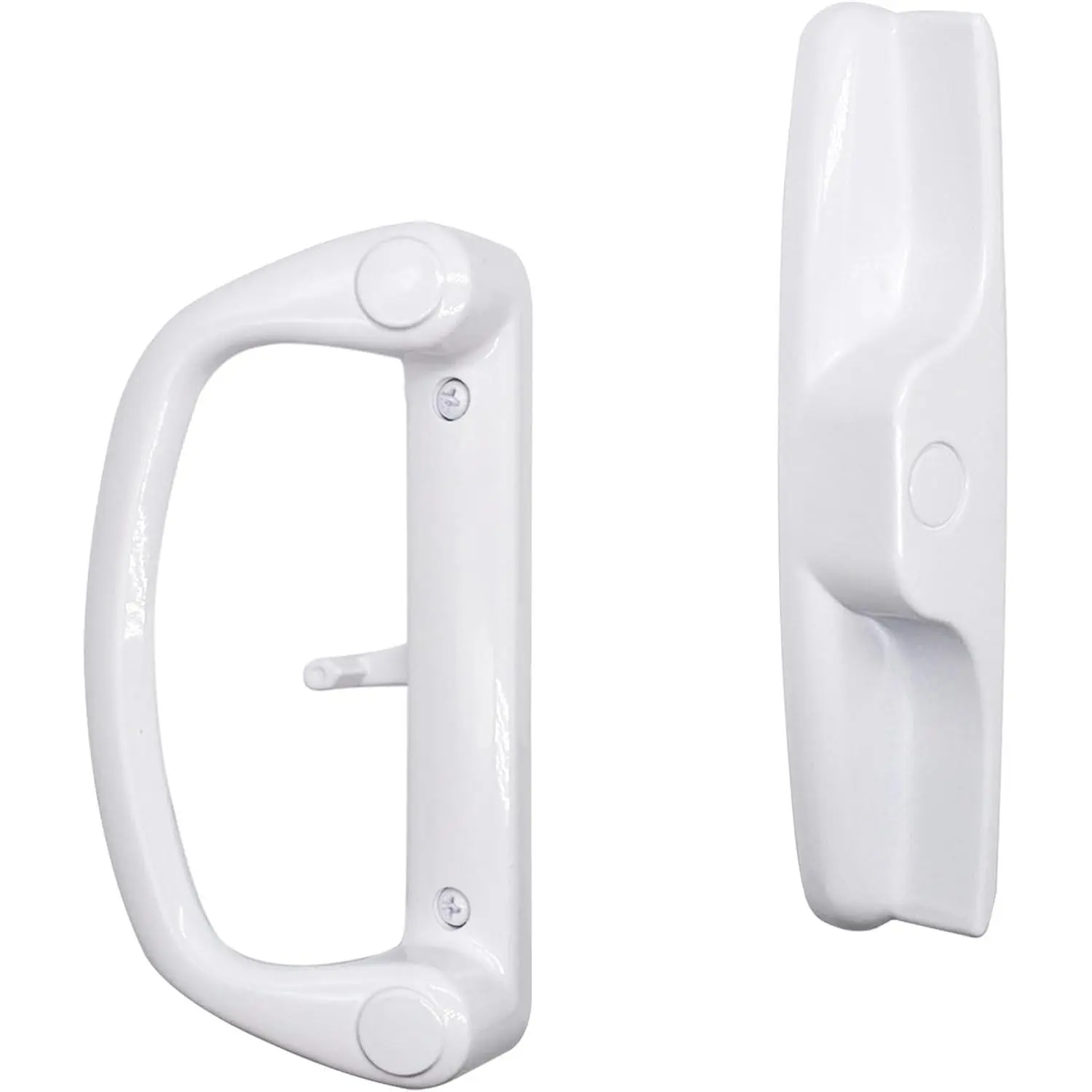 Sliding Glass Patio Door Handle Replacement Set Only Non-Keyed Pull Handles, Fits 3-15/16" Hole Spacing, 1-1/4" to 2" Thick Doors, Non-Handed, White
