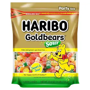 HARIBO Gummi Candy Sour Goldbears 25.6 oz. Stand Up Bag - Sweet Snack ( Pack of 1 )