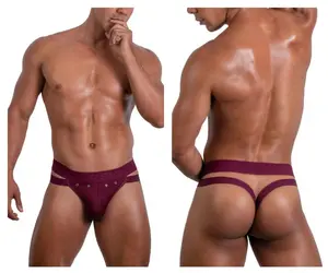 Men's Soft Silky Polyester Fabric Thong Briefs - Plain, Backless, Multi-Size Menswear Underwear