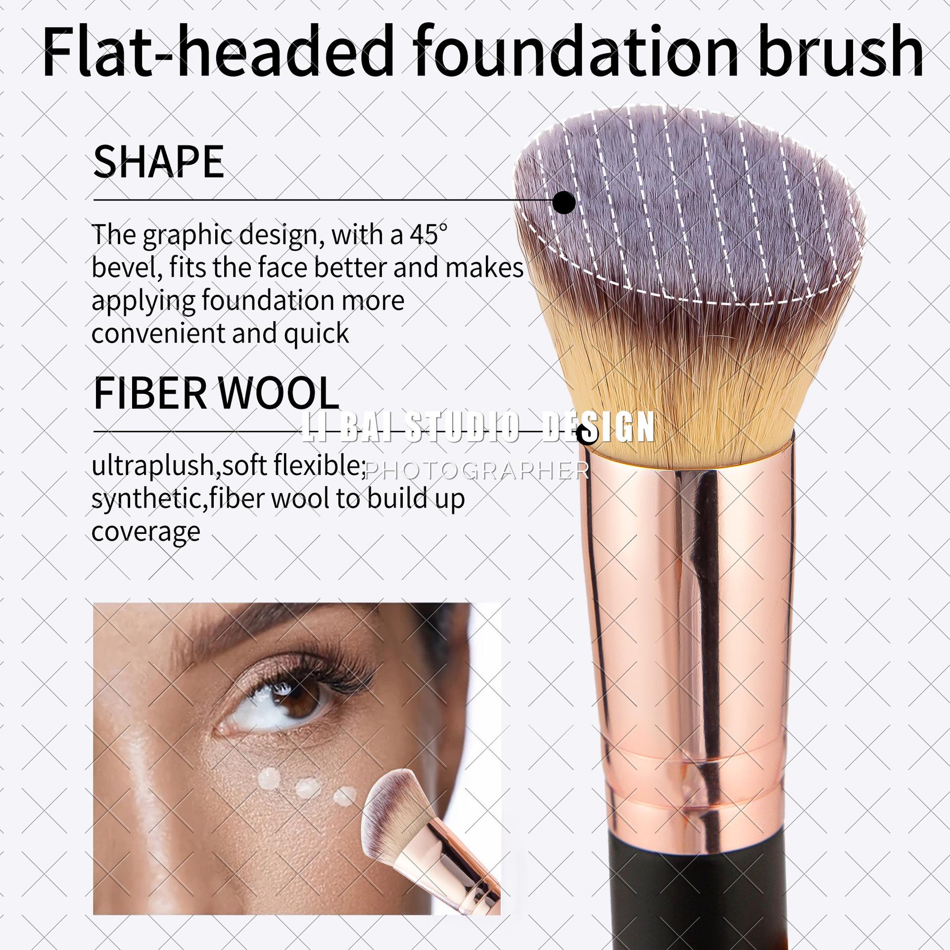 5Pcs Dual-Ended Foundation & Concealer Brushes Set, Angled Contour & Buffing Brushes, Portable Complete Face Makeup Brushes for Liquid, Cream, Powder