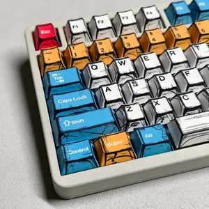 Anime Mecha Style Keycaps 130 Keys PBT Dye Sublimation Keycaps Cherry Profile Drilling Gaming Color Keycaps, Game Peripherals, Mechanical Keyboard Gaming Accessory Set 61/64/75/87 for Keyboards Cherry MX Switches ANSI US Layout with 6.25U Spaceb