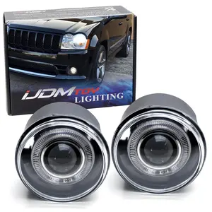 iJDMTOY Projector Lens Fog Lights w/LED Halo Rings For Dodge Durango Dakota, Aspen 300C, Compass Grand Cherokee, Mitsubishi Raider