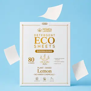 Dishwashing Eco Sheets - 80 Sheets - Lemon Scented Grease Cutting Grease Remover