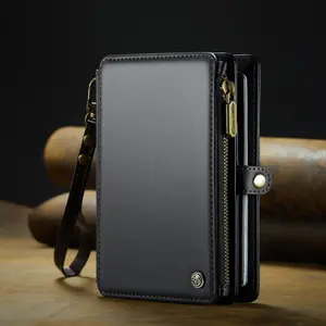 Zipper Leather Passport Case, Multi-card Slot Storage Card Holder, Multiple Cash Slots and Passport Storage, Multiple Magnetic Closure, Removable Anti-scratch Passport Case, Travel Accessories