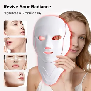 Wireless 7-Color LED Facial Mask, Neck mask, Upgraded Eye Mask, Portable Face Neck Skincare Beauty Tool, 8 Adjustable Modes, Enhance Your Skin Care Routine, Easy to Use