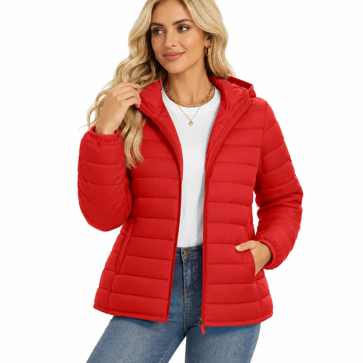 YUCOLEN Womens Puffer Jacket with Hood Quilted Lightweight Packable Coat