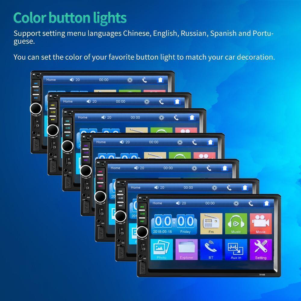 Double Din Car Stereo Car Radio with Bluetooth 7 Inch Touch Screen FM Radio Link USB 2 Din Car Audio Receiver Remote Control Steering Wheel Control Backup Camera